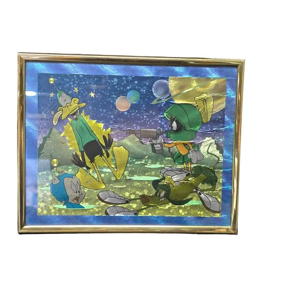 Looney Tunes Marvin The Martian Daffy Dodgers Porky K-9 Foil Reflective Picture - Picture 1 of 7
